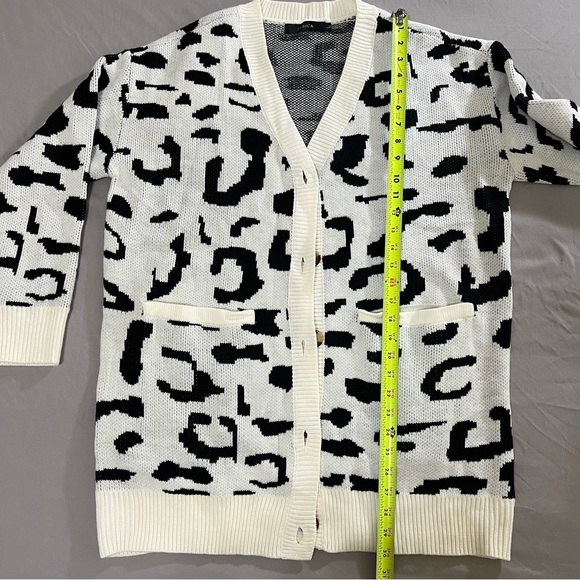 ZESICA Leopard Black N White Print Knitted Cardigan Long sleeves Size L - Picture 16 of 16